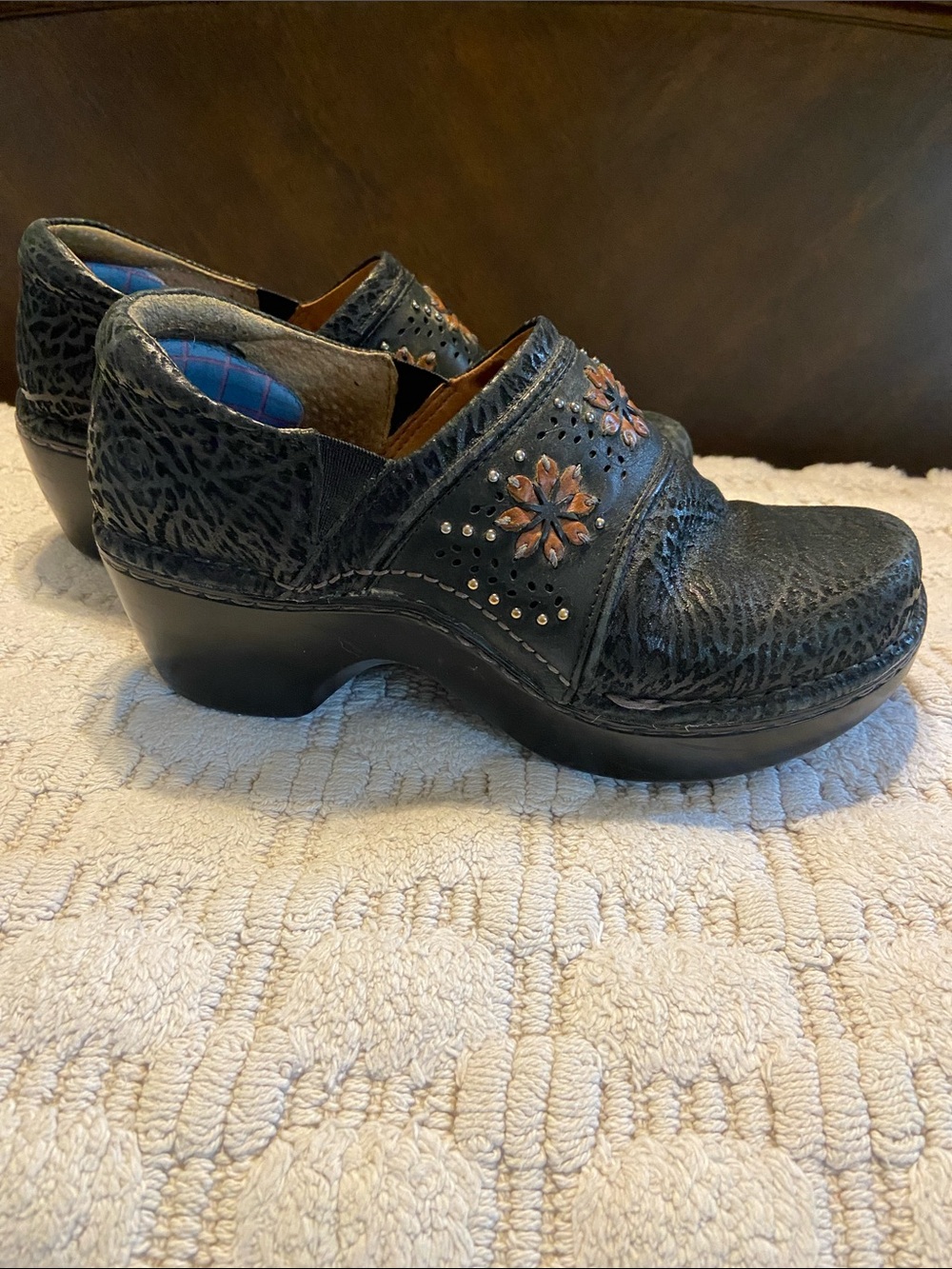 Ariat Black Embellished Floral Mule Clogs